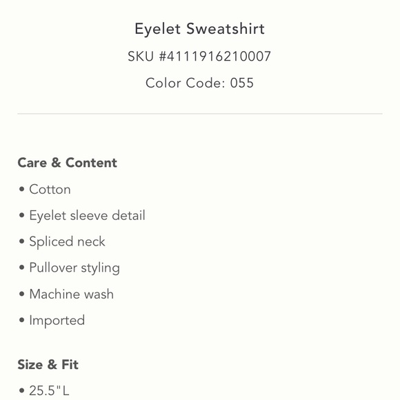 Anthropologie NWT Eyelet Sweatshirt Size XS. ***Coming soon*** - Picture 4 of 10